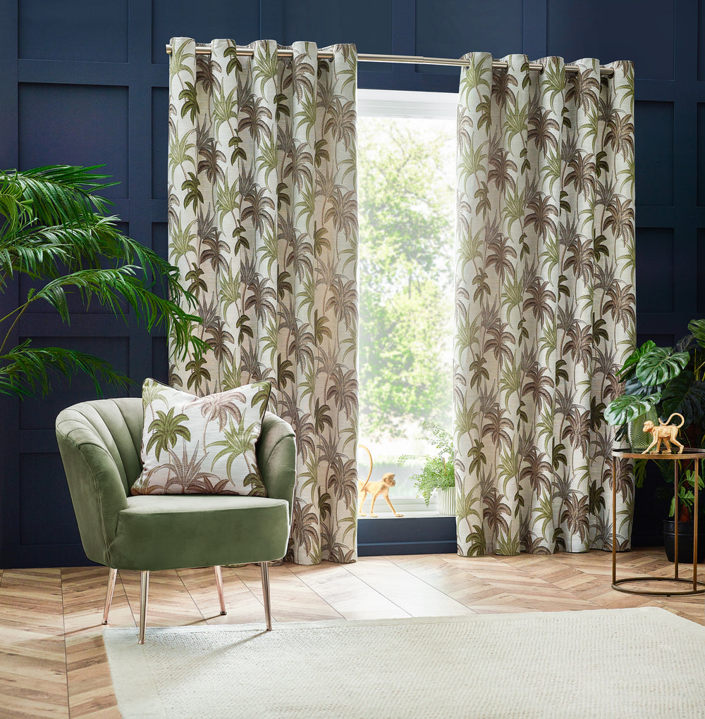 Galapagos 117x137 Eyelet Curtains Green