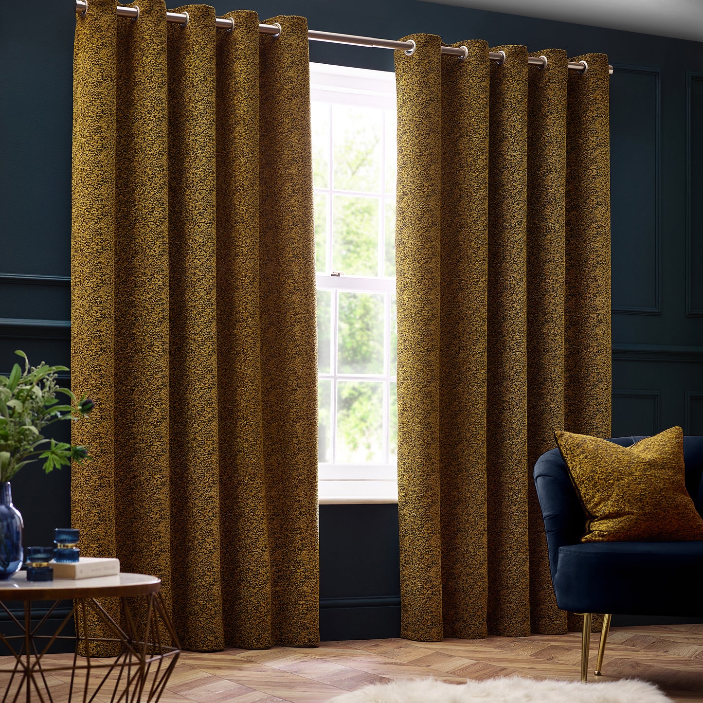 GALAXY 168X137 EYELET CURTAIN GOLD