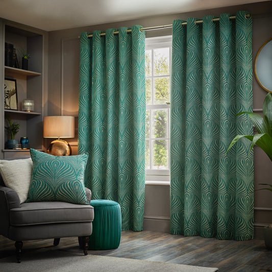 GATSBY 167X137 EYELET CURTAINS EMERALD