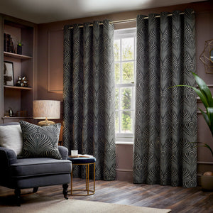 Gatsby 167x228 Eyelet Curtains Black - view 2