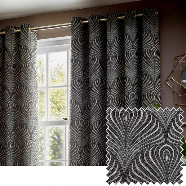 Gatsby 228x228 Eyelet Curtains Black - lifestyle