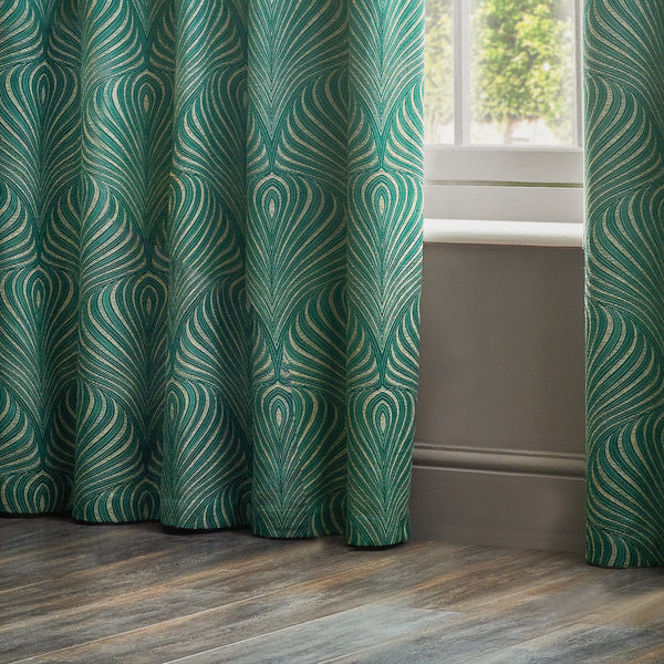 Gatsby 117x137 Eyelet Curtains Emerald - view 3