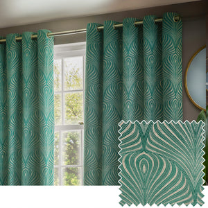 Gatsby 117x137 Eyelet Curtains Emerald - lifestyle