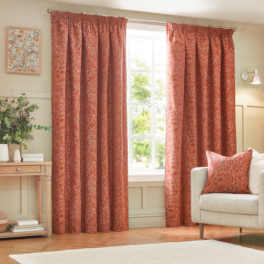 GRANTLEY 167X137 PENCIL PLEAT CURTAINS BRICK