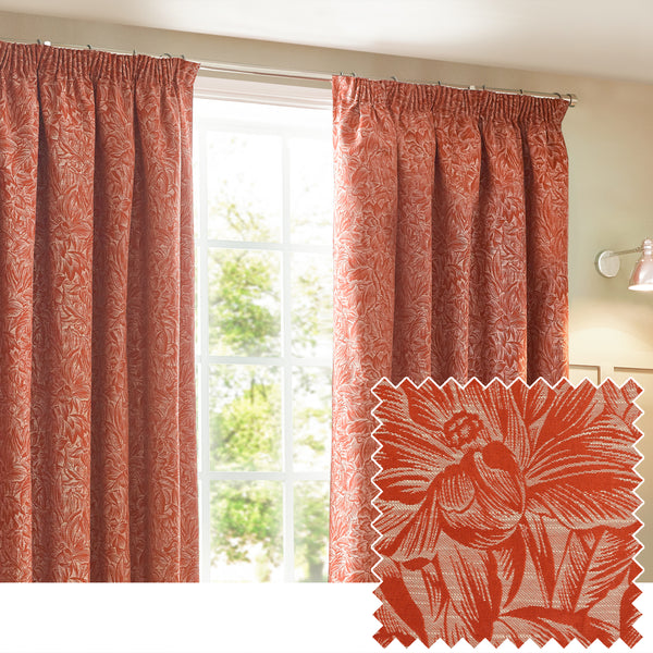Grantley 167x137 Pencil Pleat Curtains Brick - lifestyle