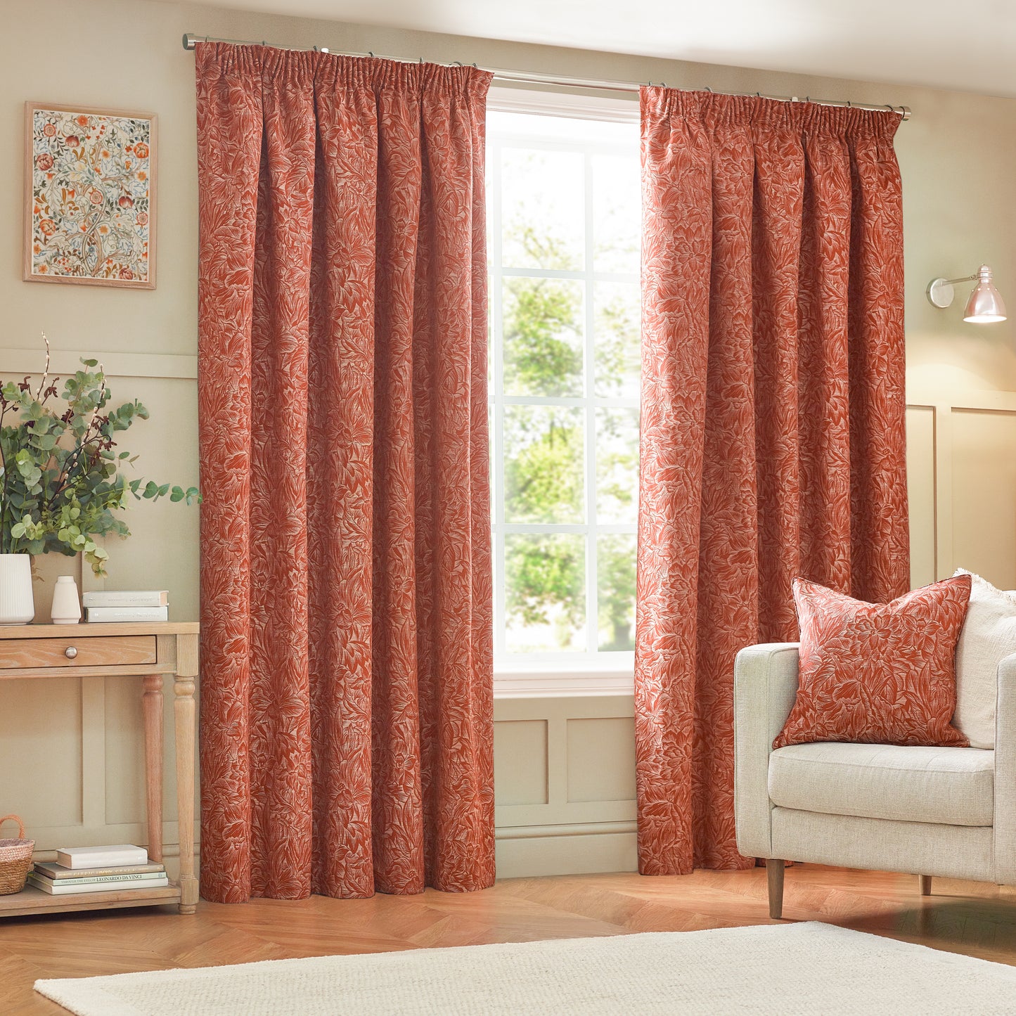 GRANTLEY 167X228 PENCIL PLEAT CURTAINS BRICK