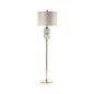 157.5cm Clear Silver Glass Floor Lamp with Cream Linen Shade - E27