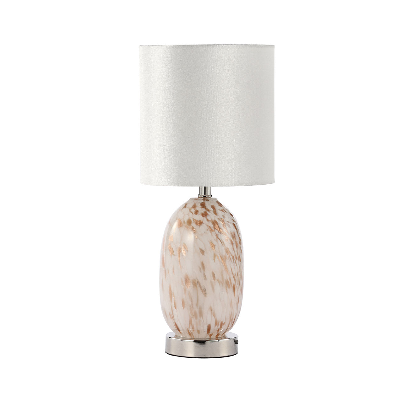 47.5cm White and Gold Glass Table Lamp with Cream Velvet Shade - E27