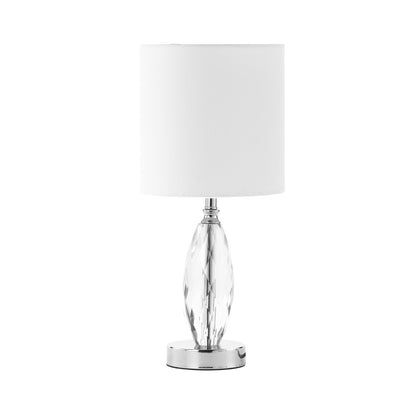 44.5cm Crystal Table Lamp with White Linen Shade - E27