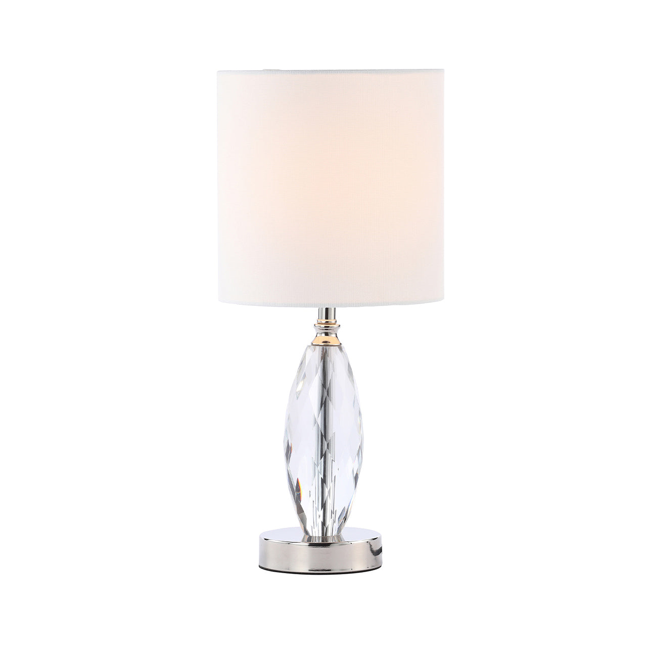 44.5cm Crystal Table Lamp with White Linen Shade - E27