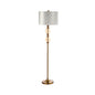 156.5cm Amber Brown Glass Floor Lamp with Cream Velvet Shade - E27