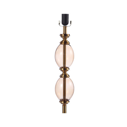 156.5cm Amber Brown Glass Floor Lamp with Cream Velvet Shade - E27