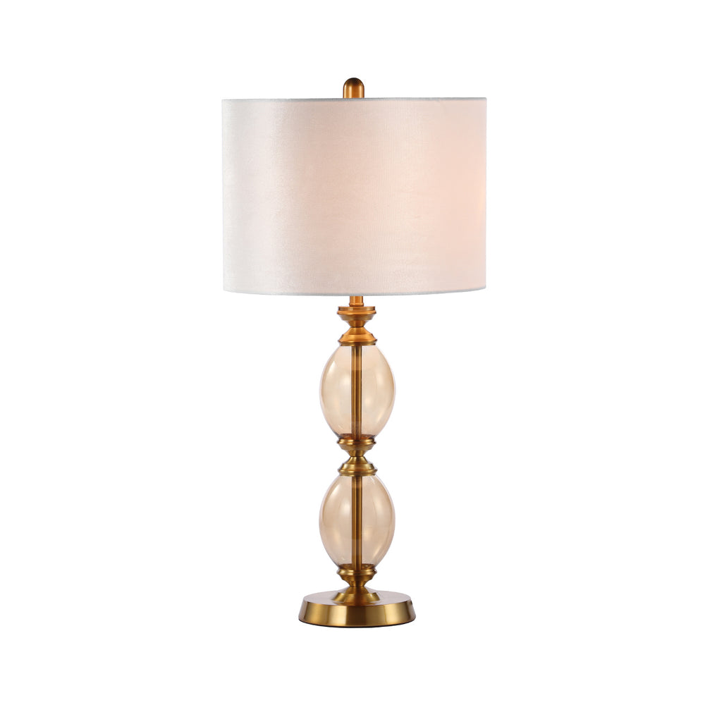 73.5cm Amber Brown Glass Table Lamp with Cream Velvet Shade – E27