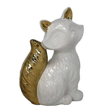 11.5cm Fox Decoration White Gold