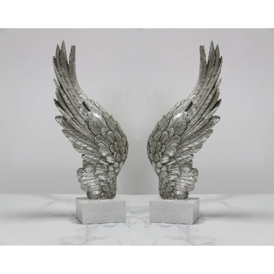 49.5cm Left Angel Wing DŽcor Antique Silver