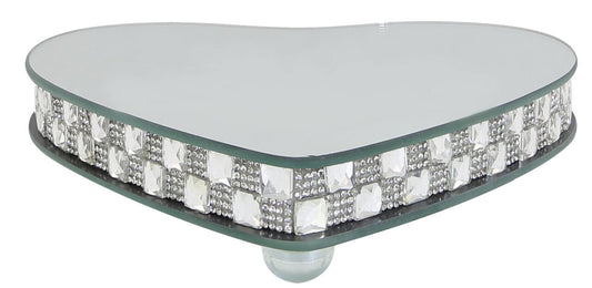 Small Mirror Heart Candle Plate With Feet Silver