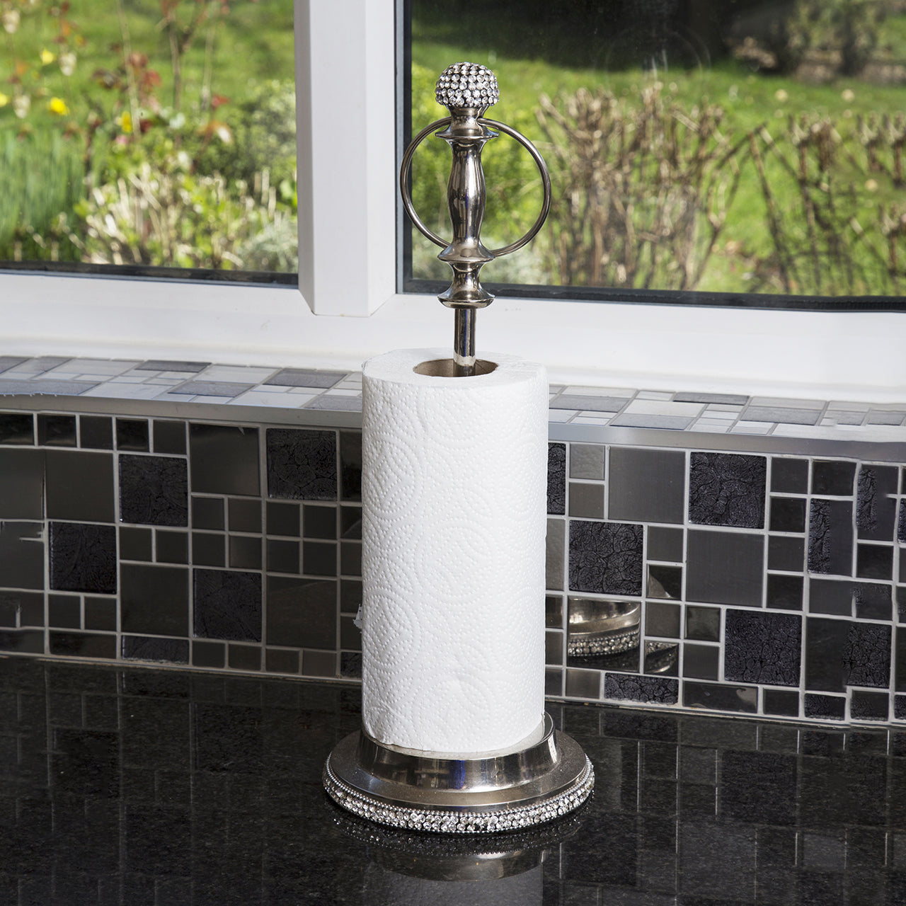 Glitz Kitchen Roll Holder Nickel