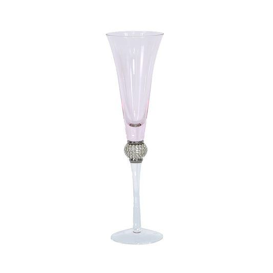 Milano Pink Glass Champagne Flute Diamante Ball