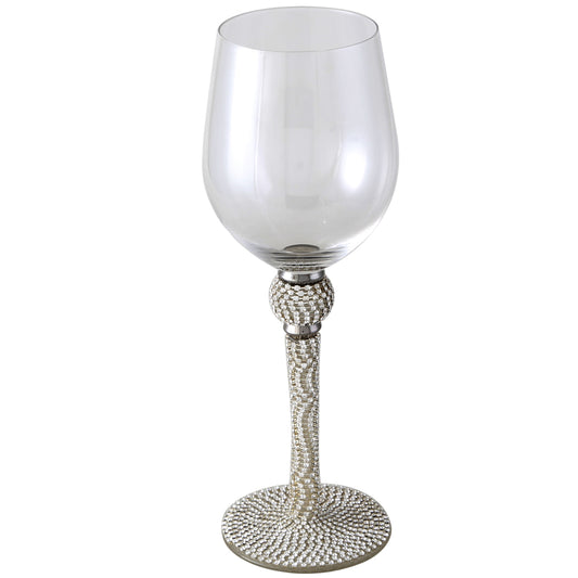 Milano White Wine Glass Diamante Stem & Ball
