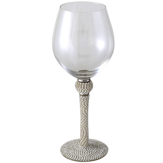 Milano Red Wine Glass Diamante Stem and Ball