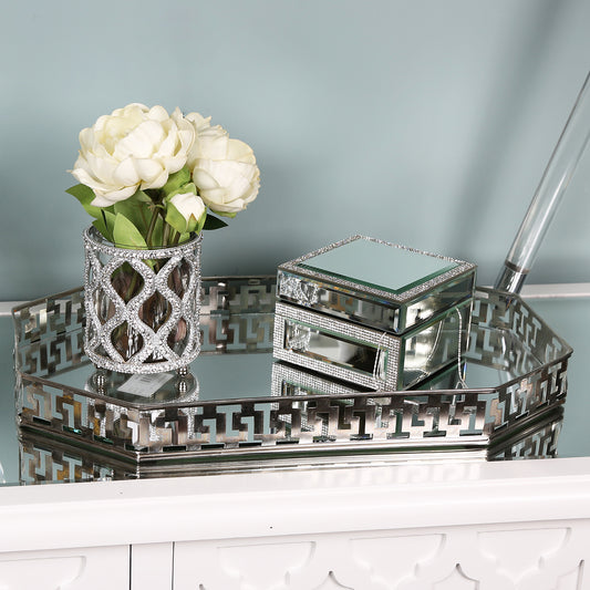 45cm Ariana Chrome And Mirror Tray