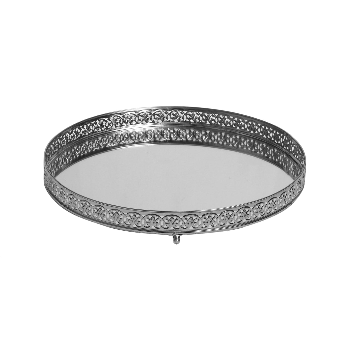 30cm Lattice Nickel And Mirror Tray