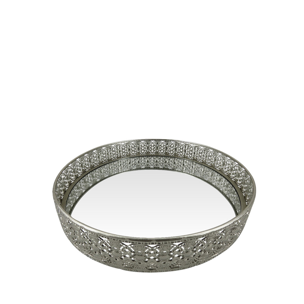 30cm Lattice Nickel and Mirror Tray