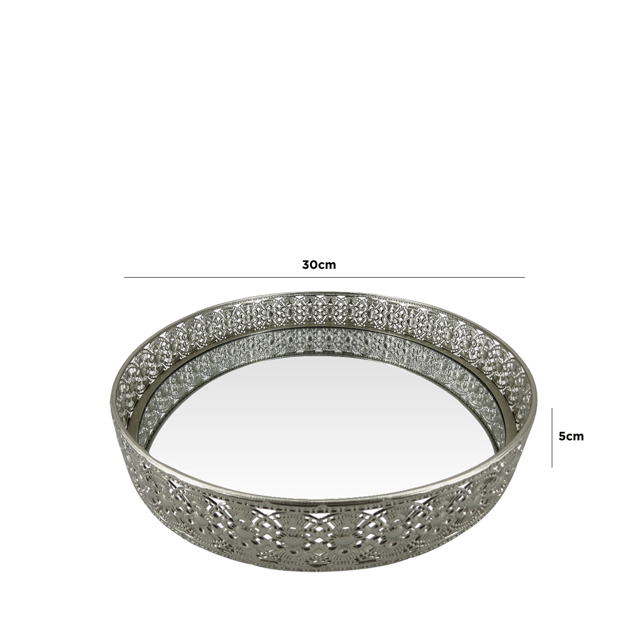 30cm Lattice Nickel And Mirror Tray