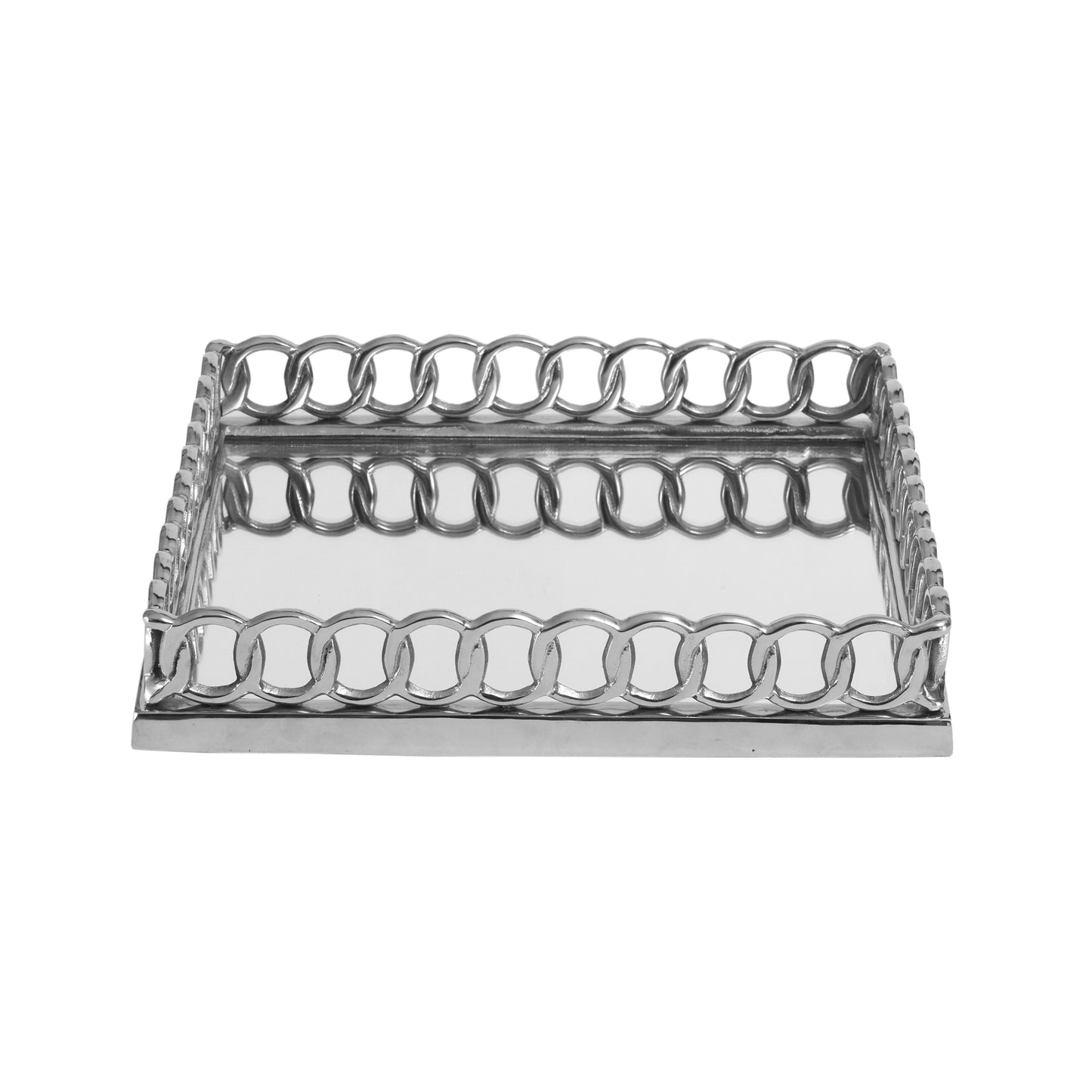 35cm Chain Link Tray Chrome And Mirror