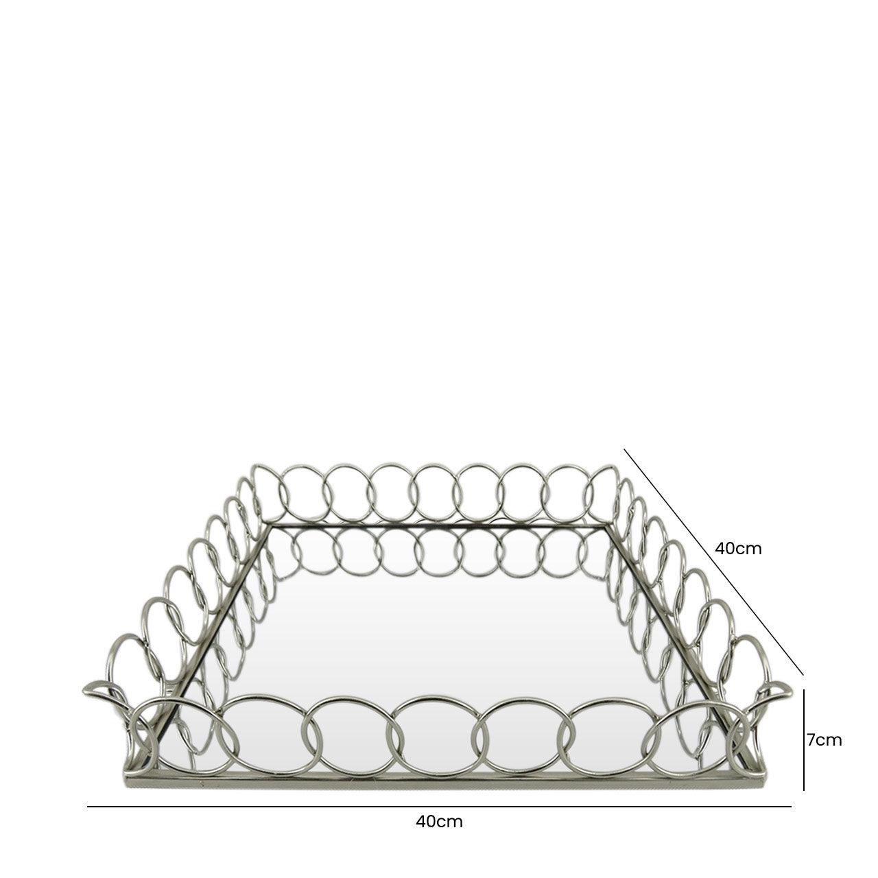 40cm Chain Link Tray Chrome And Mirror