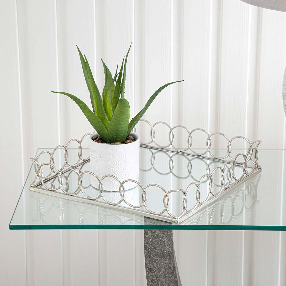 35cm Chain Link Tray Chrome and Mirror
