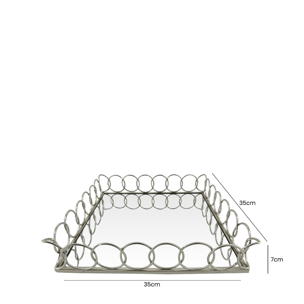 35cm Chain Link Tray Chrome And Mirror