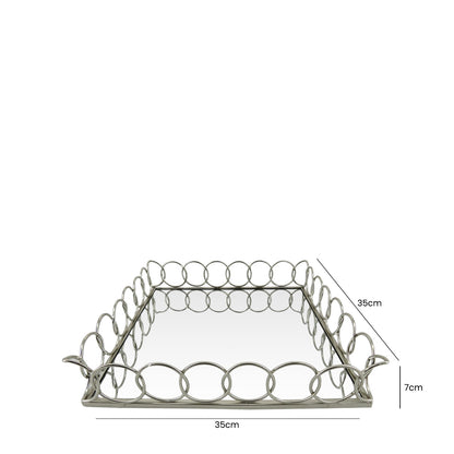 35cm Chain Link Tray Chrome And Mirror