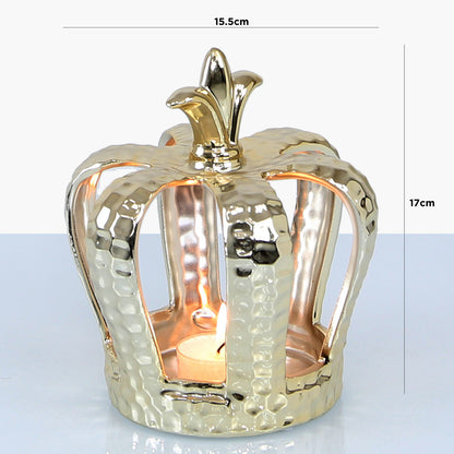 17cm Crown Decoration And Tealight Holder Gold