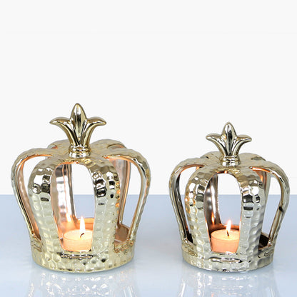 17cm Crown Decoration And Tealight Holder Gold