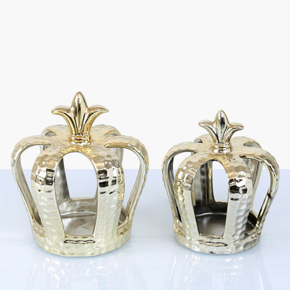 17cm Crown Decoration And Tealight Holder Gold