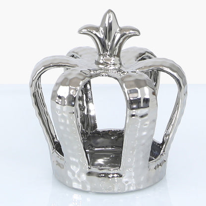 17cm Crown Decoration And Tealight Holder Silver