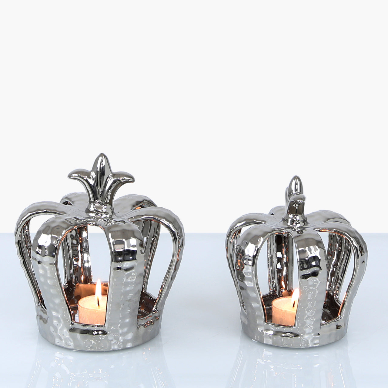 17cm Crown Decoration And Tealight Holder Silver