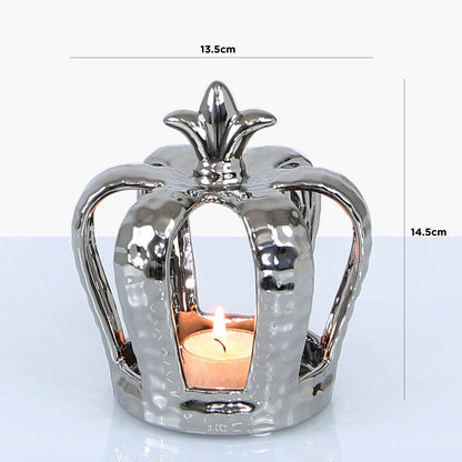 14.5cm Crown Decoration And Tealight Holder Silver