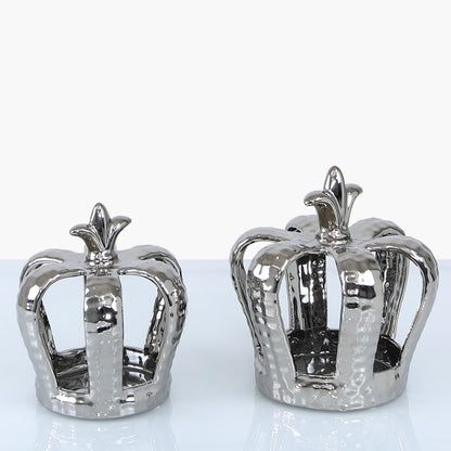 14.5cm Crown Decoration And Tealight Holder Silver