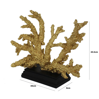 23.5cm Coral Decoration Gold Black Stand