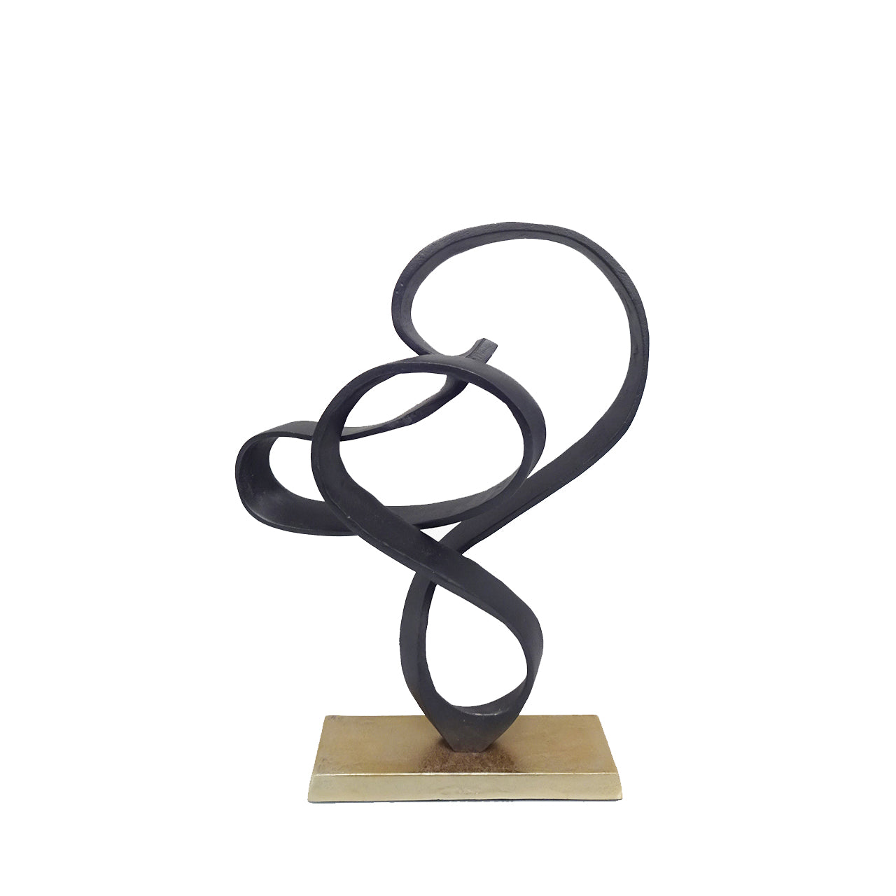 45cm Swirl Sculpture Black Gold Base