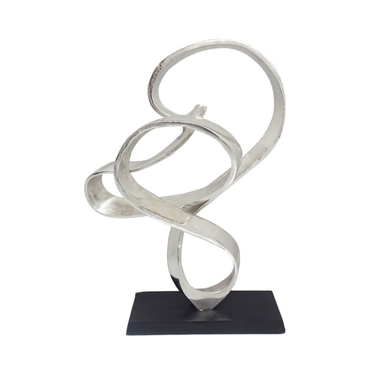 45cm Swirl Sculpture Nickel Black Base