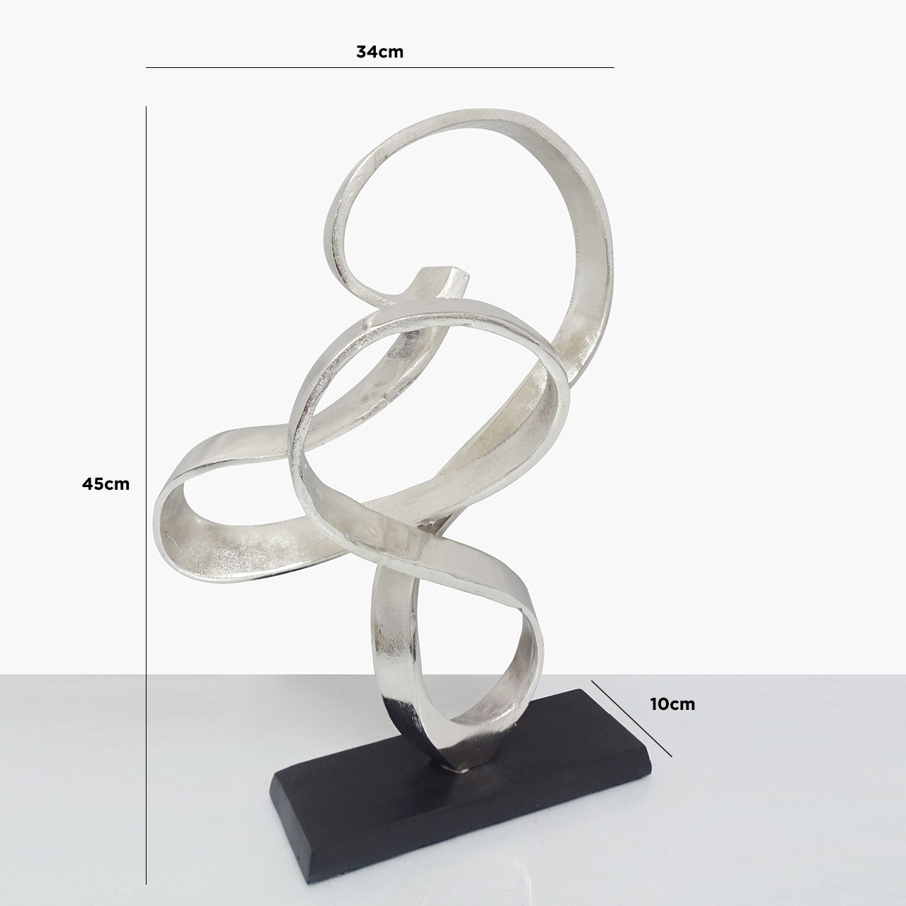 45cm Swirl Sculpture Nickel Black Base