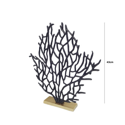 43cm Tree Sculpture Black Gold Base