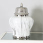 41cm White Marble And Silver Ginger Jar