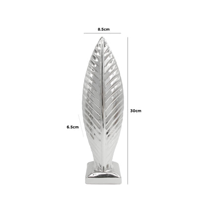 30cm Leaf Sculpture Silver