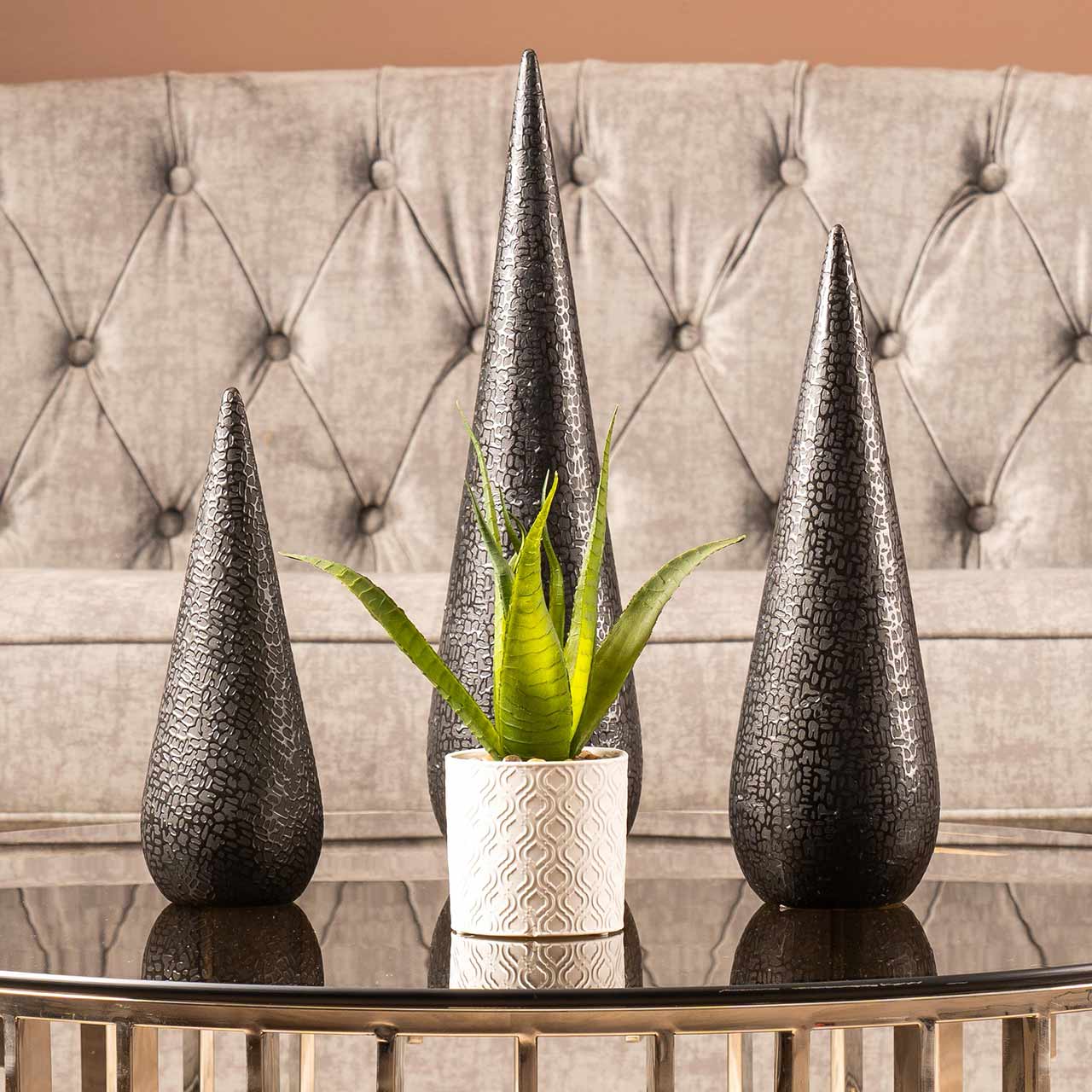 50.5cm Black Textured Cone Decoration