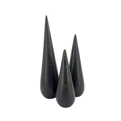 50.5cm Black Textured Cone Decoration