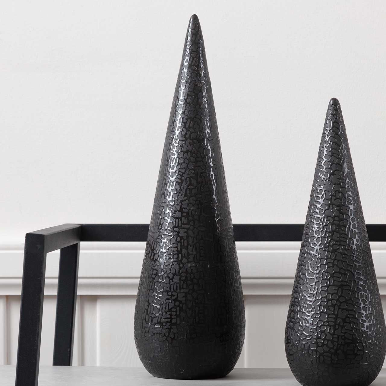 40cm Black Textured Cone Decoration